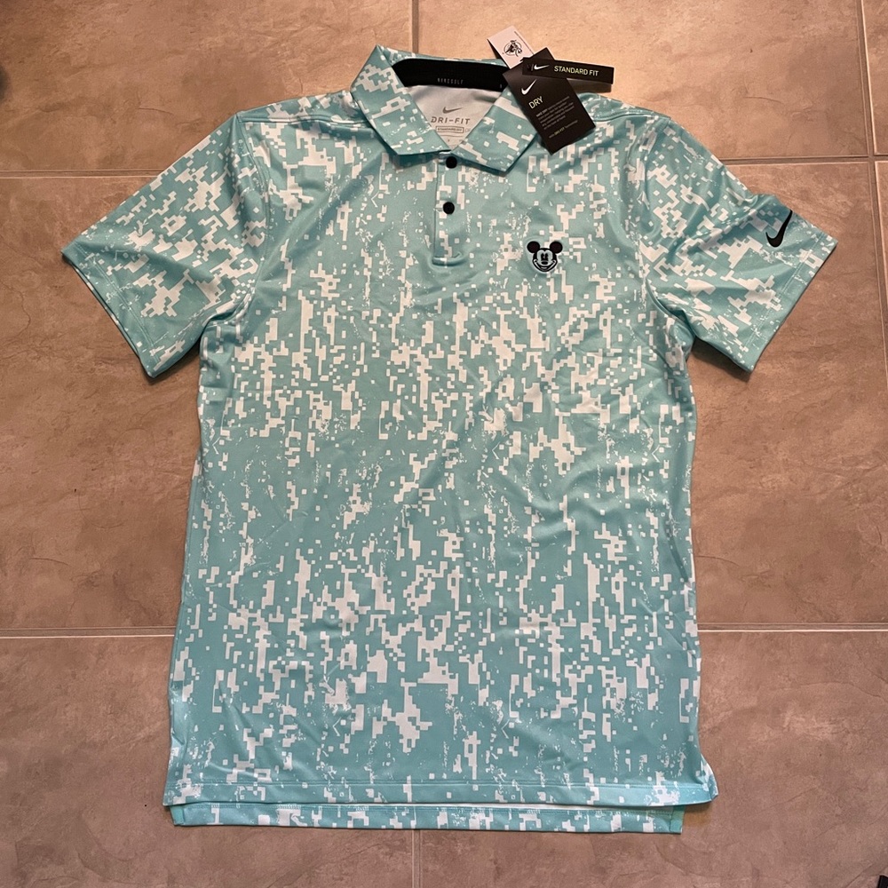 Nike Dri-Fit Disney Parks Excl Aqua Blue Golf Polo